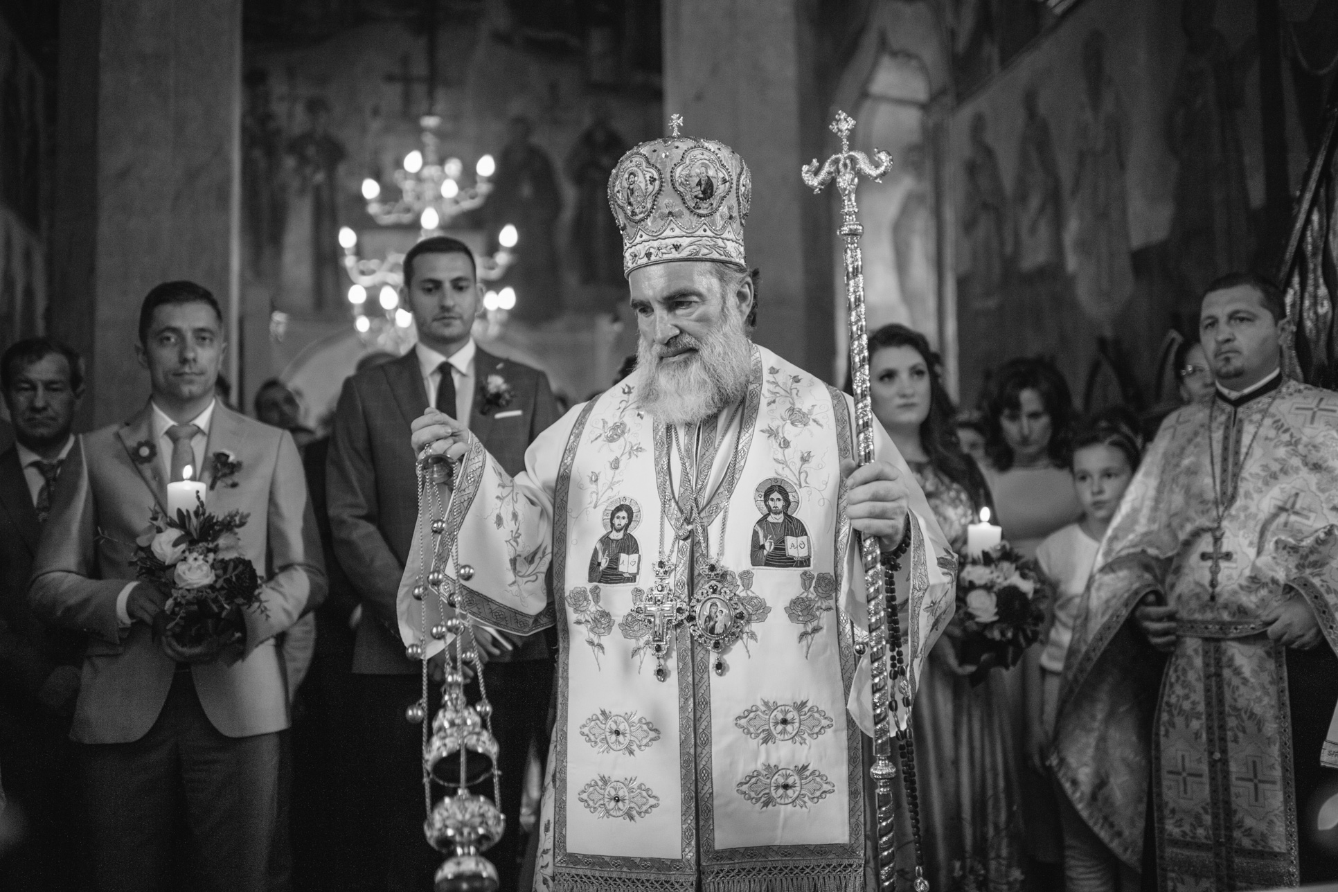 Priest officiated orthodox wedding ceremony